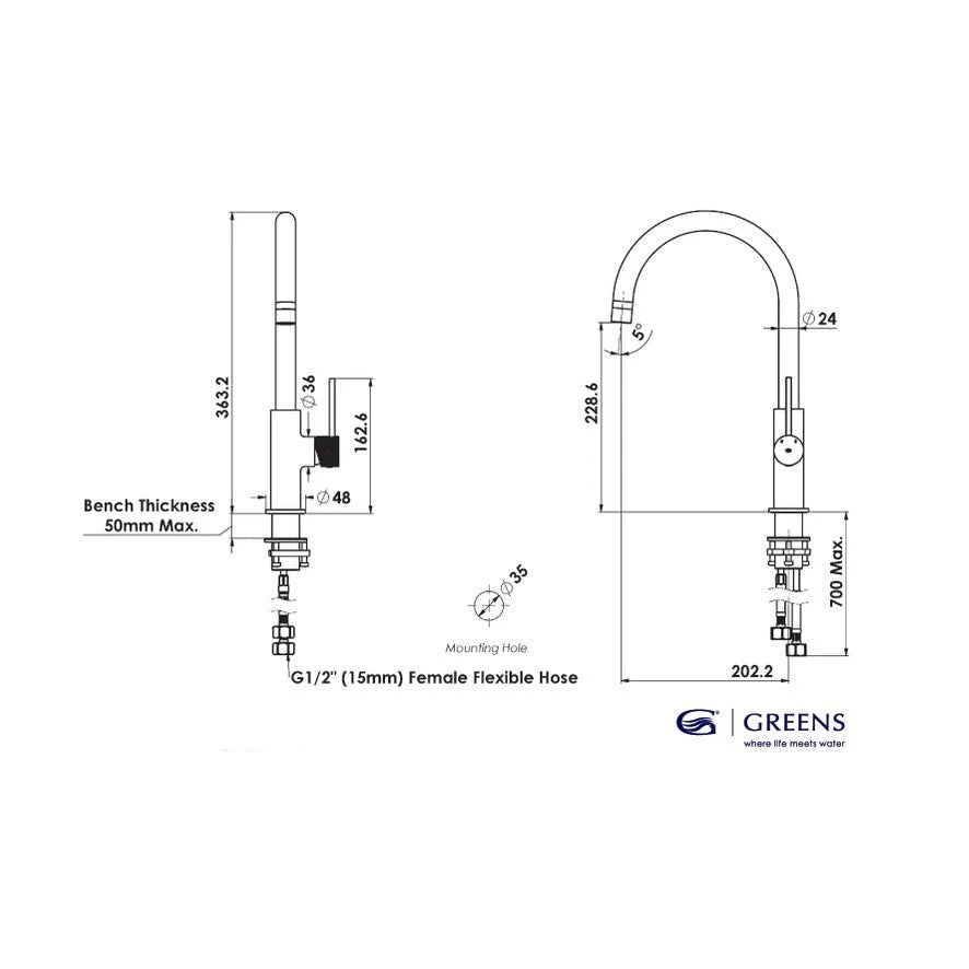 greens-astro-slim-sink-mixer-spec-sheet